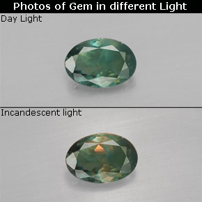 Alessandrite Verde / Rosso naturale da 0.35 ct, Taglio ovale, VS-SI