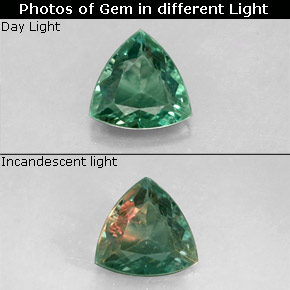 Alessandrite naturale multicolore da 0,24 ct, trillion, VS