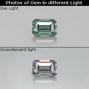 Alessandrite naturale multicolore da 0,25 ct, taglio smeraldo, VVS-VS