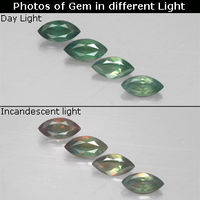 Gemme di Alessandrite Verde / Rosso naturale da  ct, Taglio marquise, VS