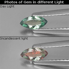 Alessandrite naturale multicolore da 0,25 ct, marchesa, VS
