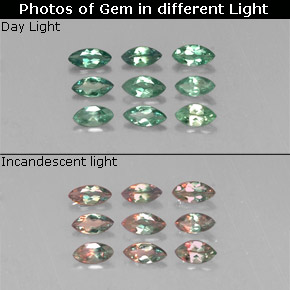 Gemme di Alessandrite Verde / Rosso naturale da  ct, Taglio marquise, VS