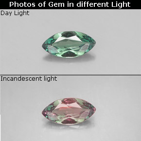 Alessandrite naturale multicolore da 0,26 ct, marchesa, VS