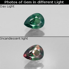 Alessandrite naturale multicolore da 0,33 ct, taglio a pera, VS