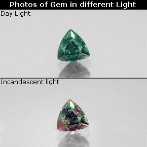 Alessandrite naturale multicolore da 0,32 ct, trillion, VS-SI
