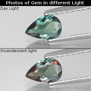 Alessandrite naturale multicolore da 0,35 ct, taglio a pera, VS