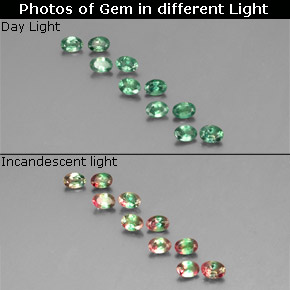 Gemme di Alessandrite Verde / Rosso naturale da  ct, Taglio ovale, VS