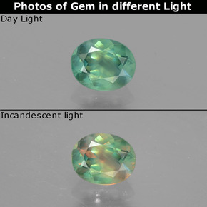 Alessandrite naturale multicolore da 0,45 ct, taglio ovale, VS
