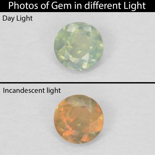 Alessandrite naturale verde da 0,08 ct, taglio rotondo, VS