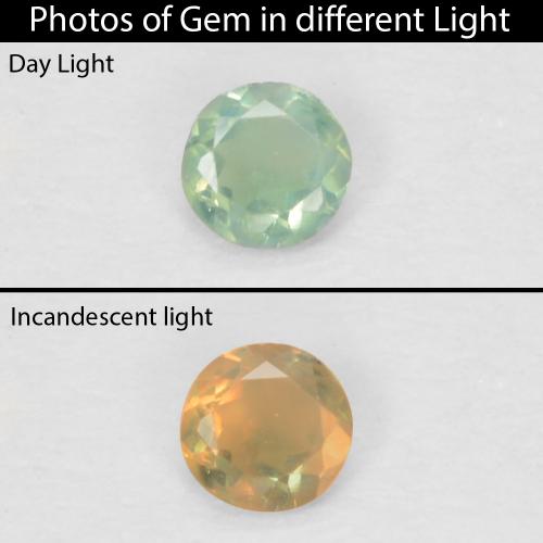 Alessandrite naturale verde da 0,06 ct, taglio rotondo, VVS-VS