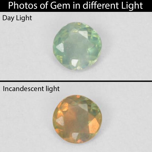 Alessandrite naturale verde da 0,06 ct, taglio rotondo, VVS-VS