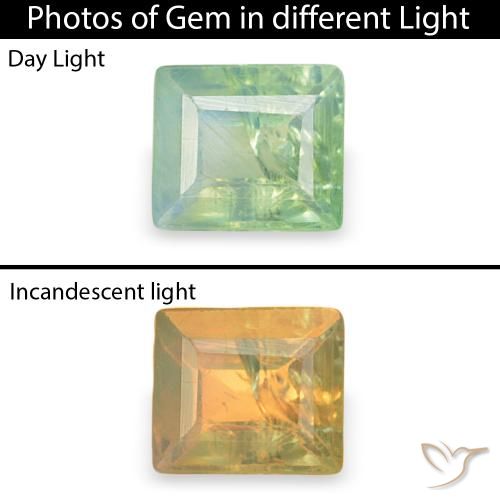 0.15ct Naturale Giallo molto chiaro Verde Alessandrite, Taglio a baguette, SI