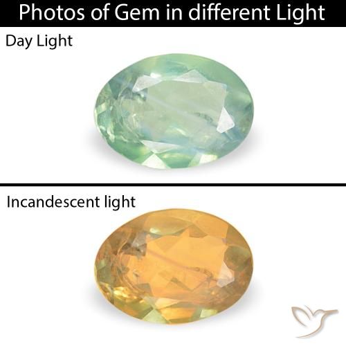 0.07ct Naturale Giallo molto chiaro Verde Alessandrite, Ovale, VS-SI