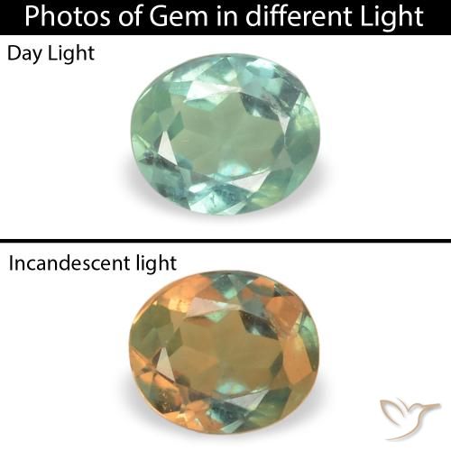 Alessandrite Verde mare chiaro naturale da 0.15 ct, Ovale, VS
