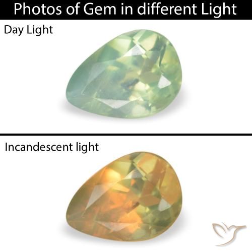0.13ct Naturale Giallo verde Alessandrite, Forma a pera, VS