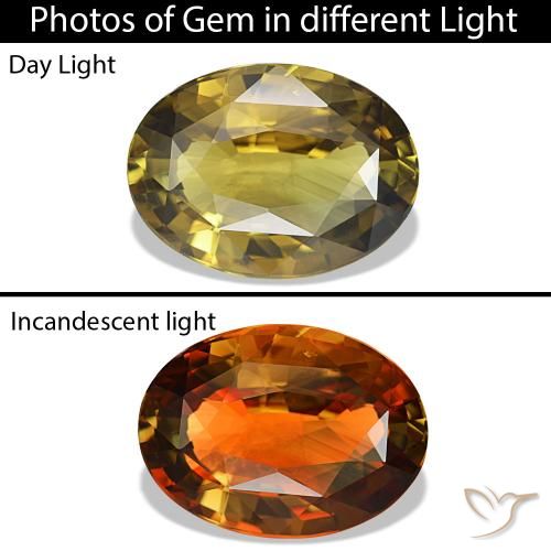 Alessandrite naturale giallo da 6,83 ct, taglio ovale, VVS