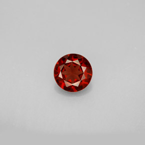 Granato Almandino Rosso arancione naturale da 0.87 ct, Taglio rotondo, VVS-VS