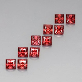 Gemme di Granato Almandino Rosso naturale da  ct, Quadrato, VVS-VS