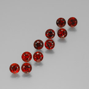 Gemme di granato almandino rosso intenso naturale da  ct, taglio rotondo, VVS-VS
