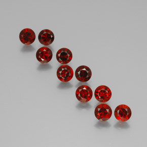 Gemme di granato almandino rosso intenso naturale da  ct, taglio rotondo, VVS-VS