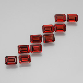 Gemme di granato almandino rosso intenso naturale da 10,91 ct, taglio smeraldo, VS