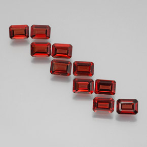 Gemme di granato almandino rosso intenso naturale da 10,91 ct, taglio smeraldo, VS