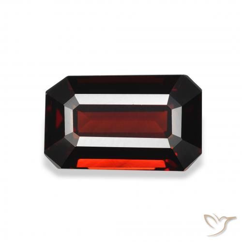 Granato almandino rosso scuro naturale da 3,48 ct, taglio smeraldo, VVS-VS