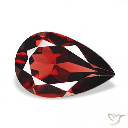 Granato Almandino Rosso scuro naturale da 3.10 ct, Forma a pera, VVS-VS