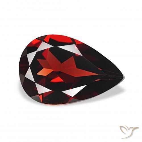 Granato Almandino Rosso Sangue Profondo naturale da 2.97 ct, Forma a pera, VVS