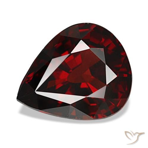 4.33ct rosso granato almandino, taglio a pera, VVS-VS