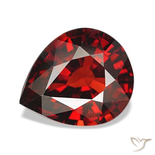 2.59ct rosso granato almandino, taglio a pera, VS