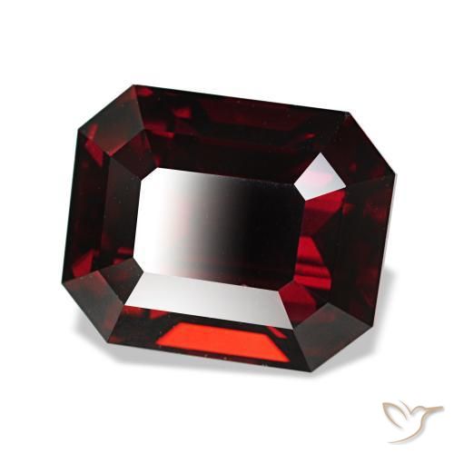 Granato almandino naturale rosso da 4,68 ct, taglio smeraldo, VVS