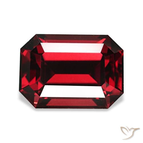Granato almandino naturale rosso da 3,40 ct, taglio smeraldo, VVS