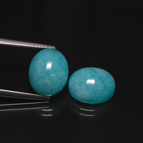 Gemme di amazzonite verde blu naturale da  ct, taglio ovale, traslucido