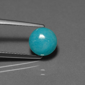 Amazzonite verde blu naturale da 2,33 ct, taglio rotondo, opaco