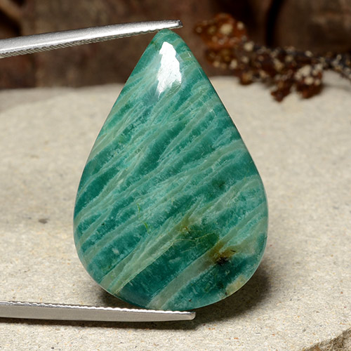 Amazzonite Verde bluastro brillante naturale da 25.36 ct, Forma a pera, Opaco