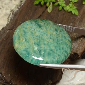 Amazzonite Verde medio-scuro naturale da 47.25 ct, Rotondo, Opaco