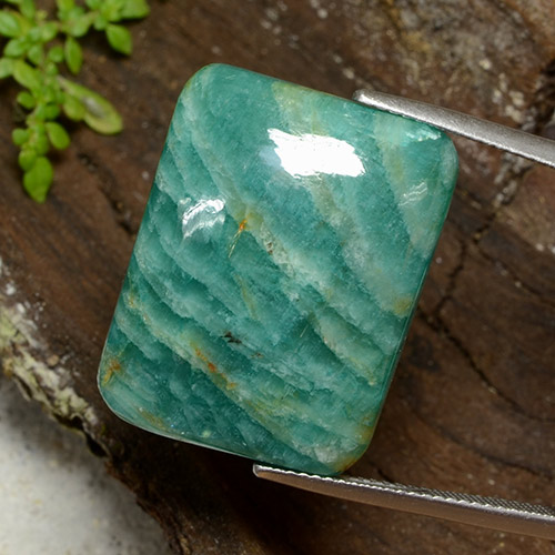 Amazzonite Verde Pino naturale da 27.62 ct, Taglio a baguette, Opaco