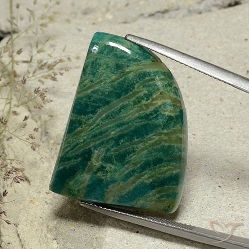 34.54ct Naturale Verde Pino Freddo Amazzonite, Taglio a fantasia, Opaco
