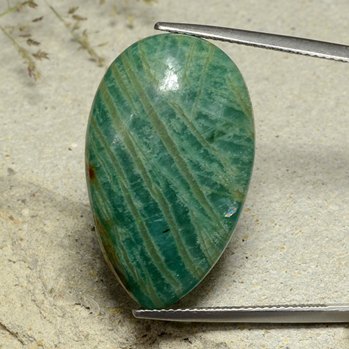 Amazzonite verde scuro naturale da 23,92 ct, taglio a pera, opaco