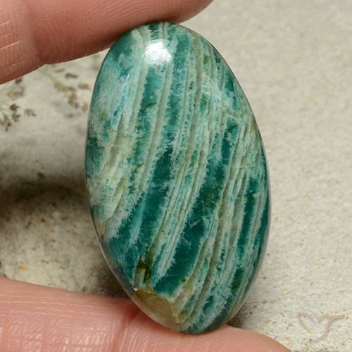 35.34ct Naturale Verde medio Amazzonite, Ovale, Opaco