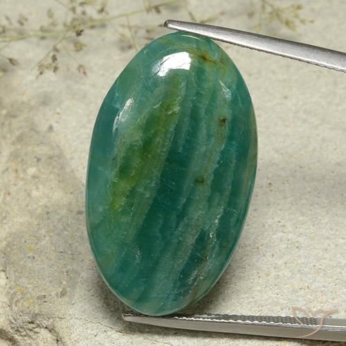 25.86ct Naturale Verde blu Amazzonite, Ovale, Traslucido
