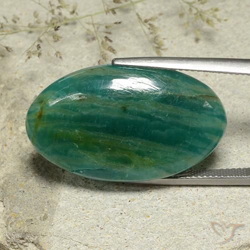 Amazzonite Verde blu naturale da 25.86 ct, Ovale, Traslucido