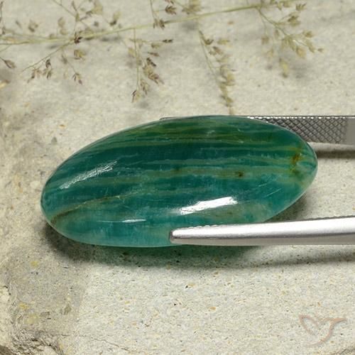 Amazzonite Verde blu naturale da 25.86 ct, Ovale, Traslucido