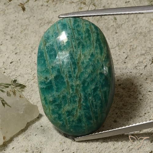 36.09ct Naturale Verdazzurro Amazzonite, Ovale, Opaco