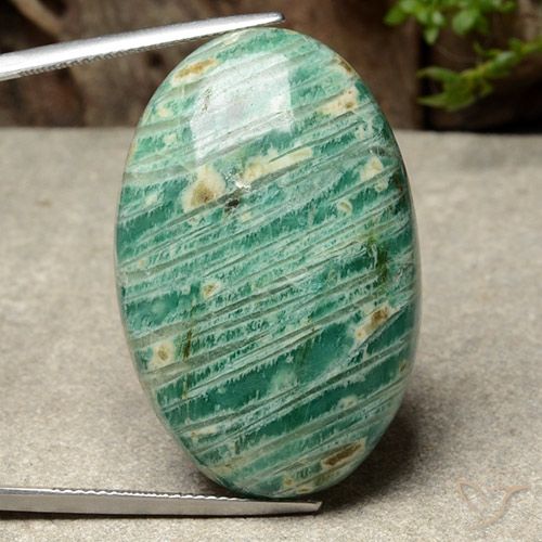 Amazzonite Verde Pino naturale da 52.19 ct, Taglio ovale, Opaco