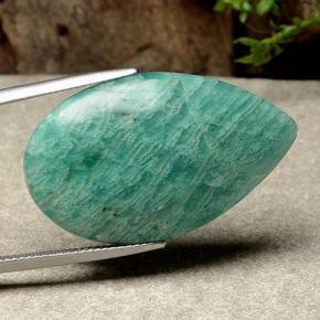 Amazzonite verde bluastro medio naturale da 26,17 ct, taglio a pera, opaco