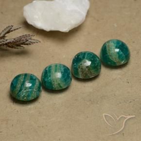 Gemme di Amazzonite Verde medio naturale da 8.97 ct, Rotondo, Opaco