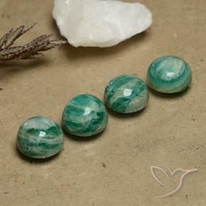 Gemme di Amazzonite Verde Pino naturale da 9.03 ct, Rotondo, Opaco