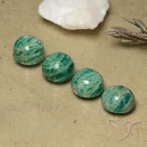 Gemme di Amazzonite Verde Pino naturale da 10.13 ct, Rotondo, Opaco